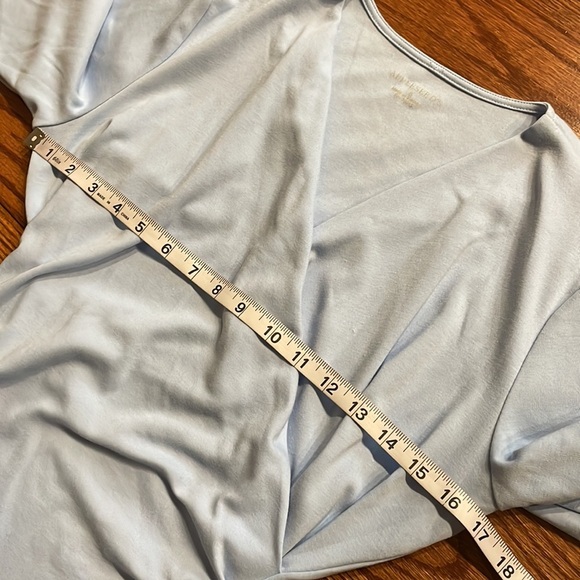 Appleseed’s cotton stretch cross over top / 3/4 sleeve fitted light blue size SM - Picture 11 of 12
